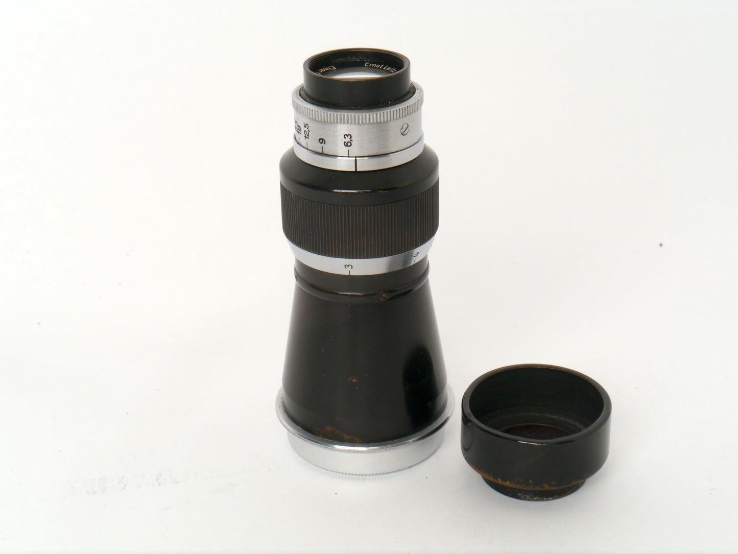 Leica Elmar M39  Schraubgewinde 6,3/ 105 mm „Berg Elmar“ Black/Chrom ELZEN-CHROM – guter Zustand