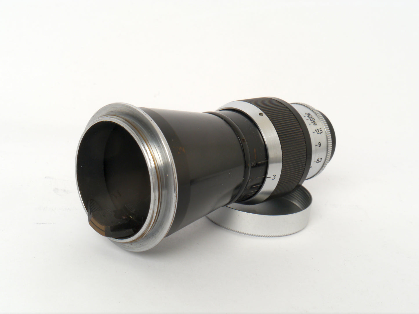 Leica Elmar M39  Schraubgewinde 6,3/ 105 mm „Berg Elmar“ Black/Chrom ELZEN-CHROM – guter Zustand