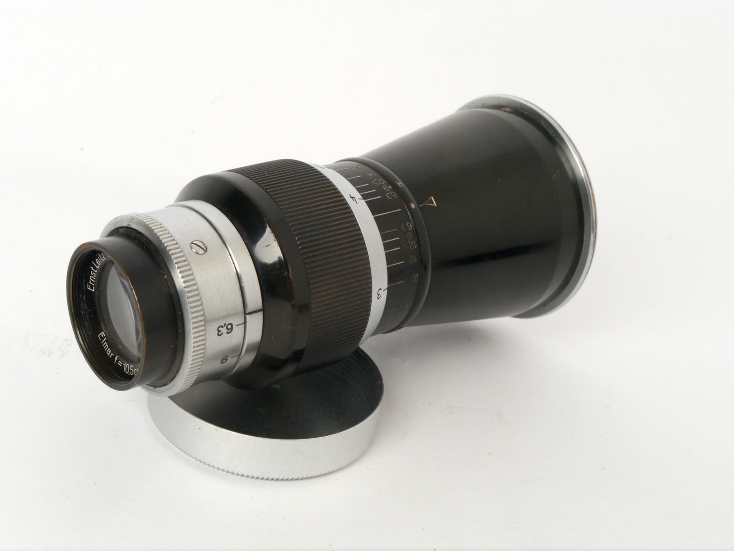 Leica Elmar M39  Schraubgewinde 6,3/ 105 mm „Berg Elmar“ Black/Chrom ELZEN-CHROM – guter Zustand