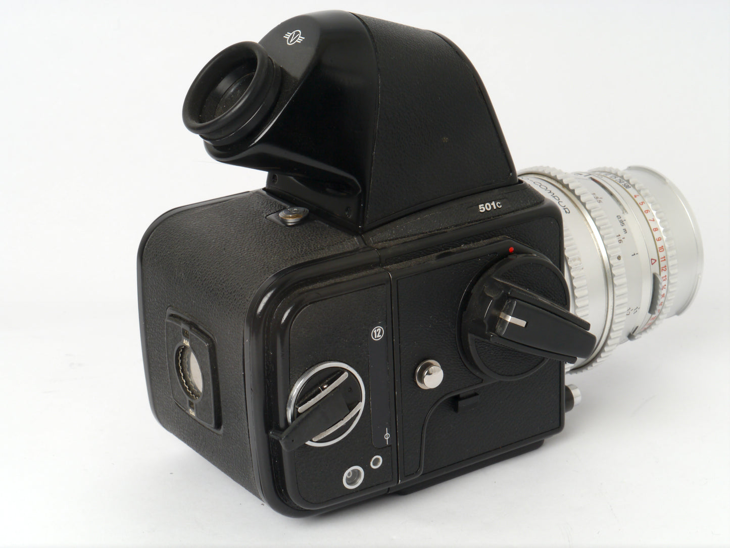 Hasselblad 501C Gehäuse mit Zeiss S-Planar 5,6/120 mm, A12 Magazin und NC2 Prisma – sehr guter Zustand