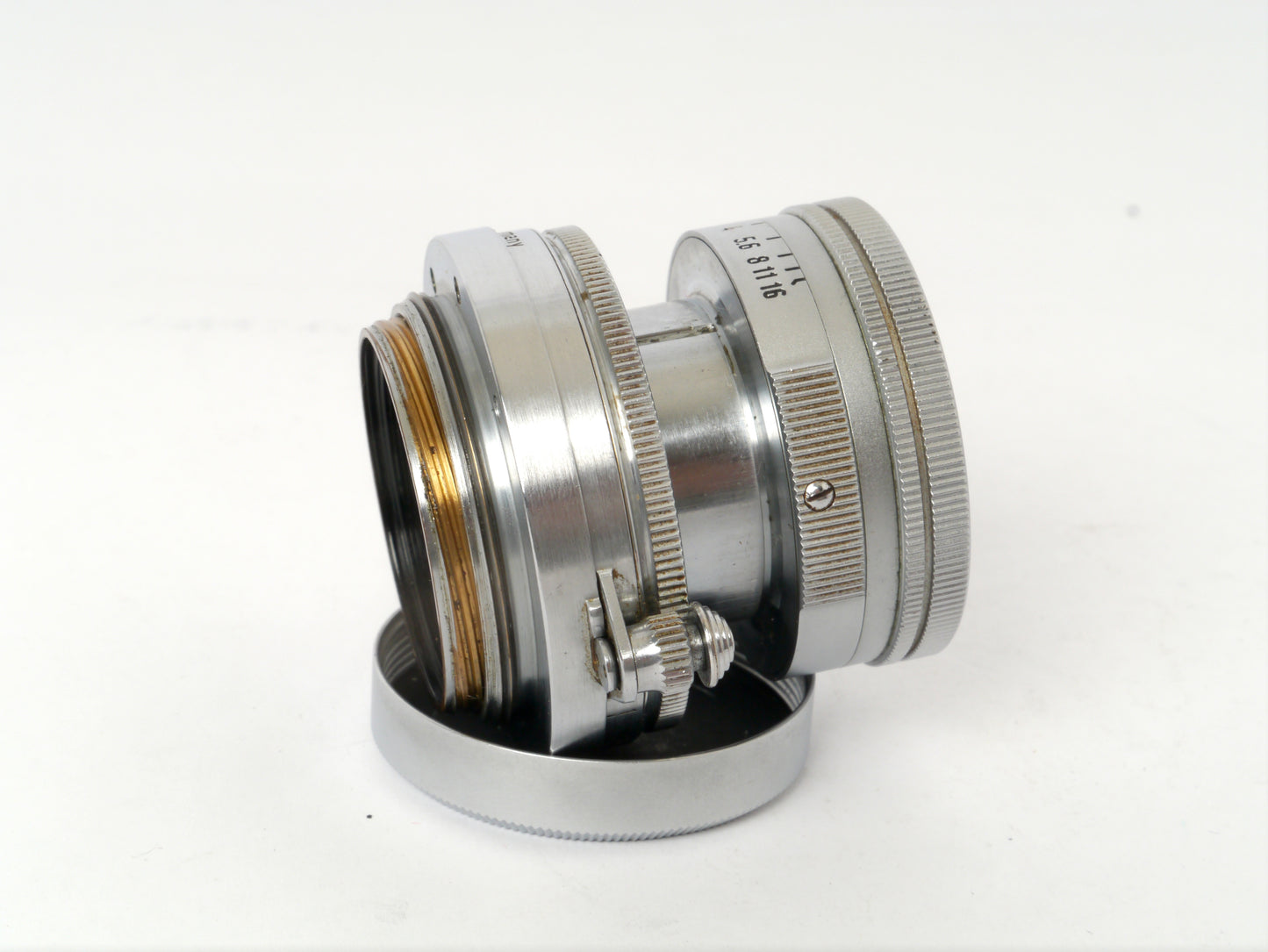 Leica Summicron M39 2/50 mm Art. SOOIC „Radioactive Thorium Glass“ – guter Zustand, mit orginal Leica Sonnenblende