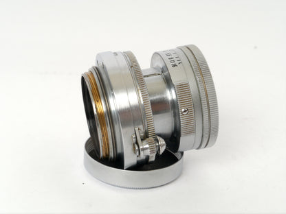 Leica Summicron M39 2/50 mm Art. SOOIC „Radioactive Thorium Glass“ – guter Zustand, mit orginal Leica Sonnenblende