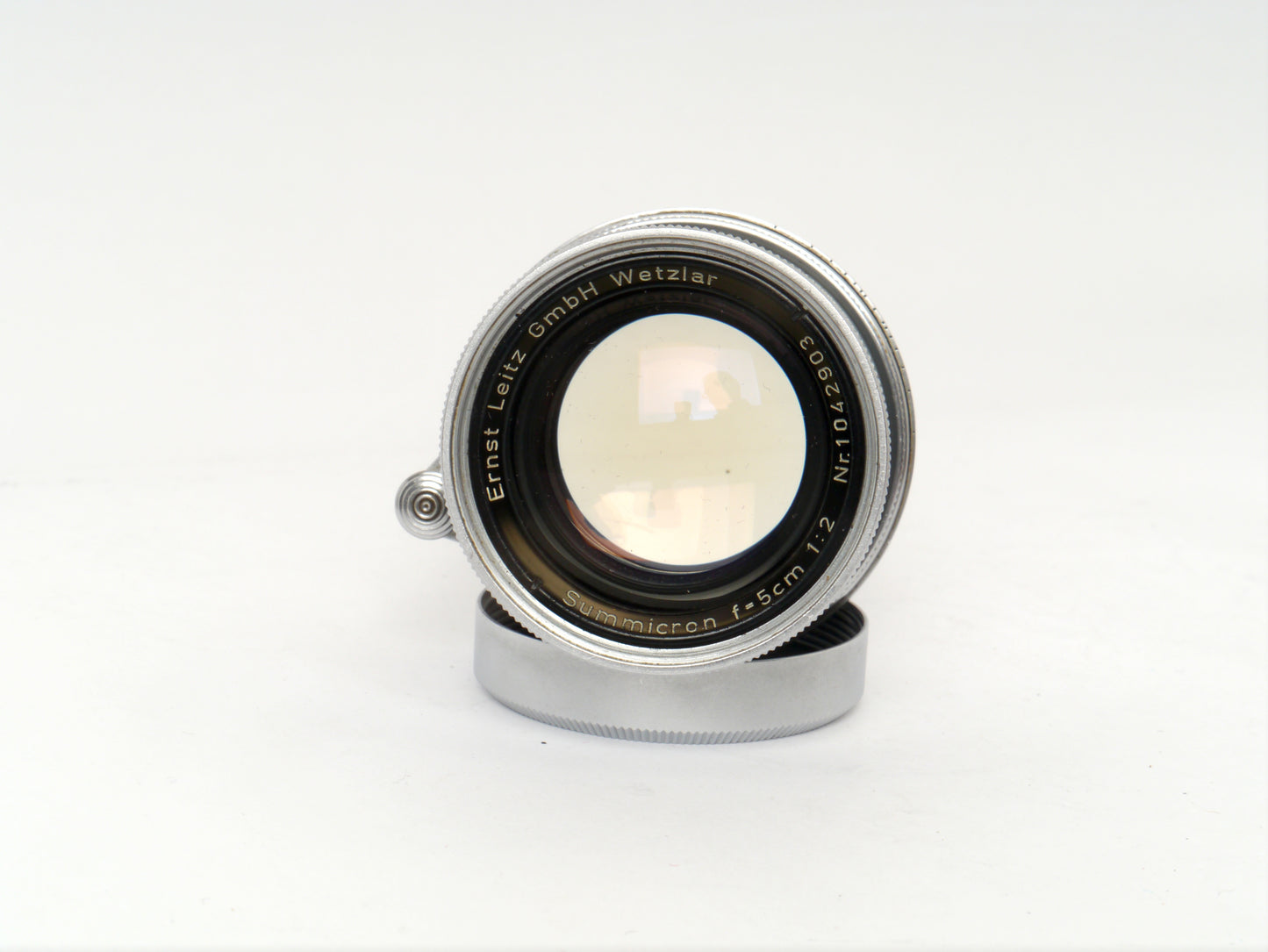 Leica Summicron M39 2/50 mm Art. SOOIC „Radioactive Thorium Glass“ – guter Zustand, mit orginal Leica Sonnenblende