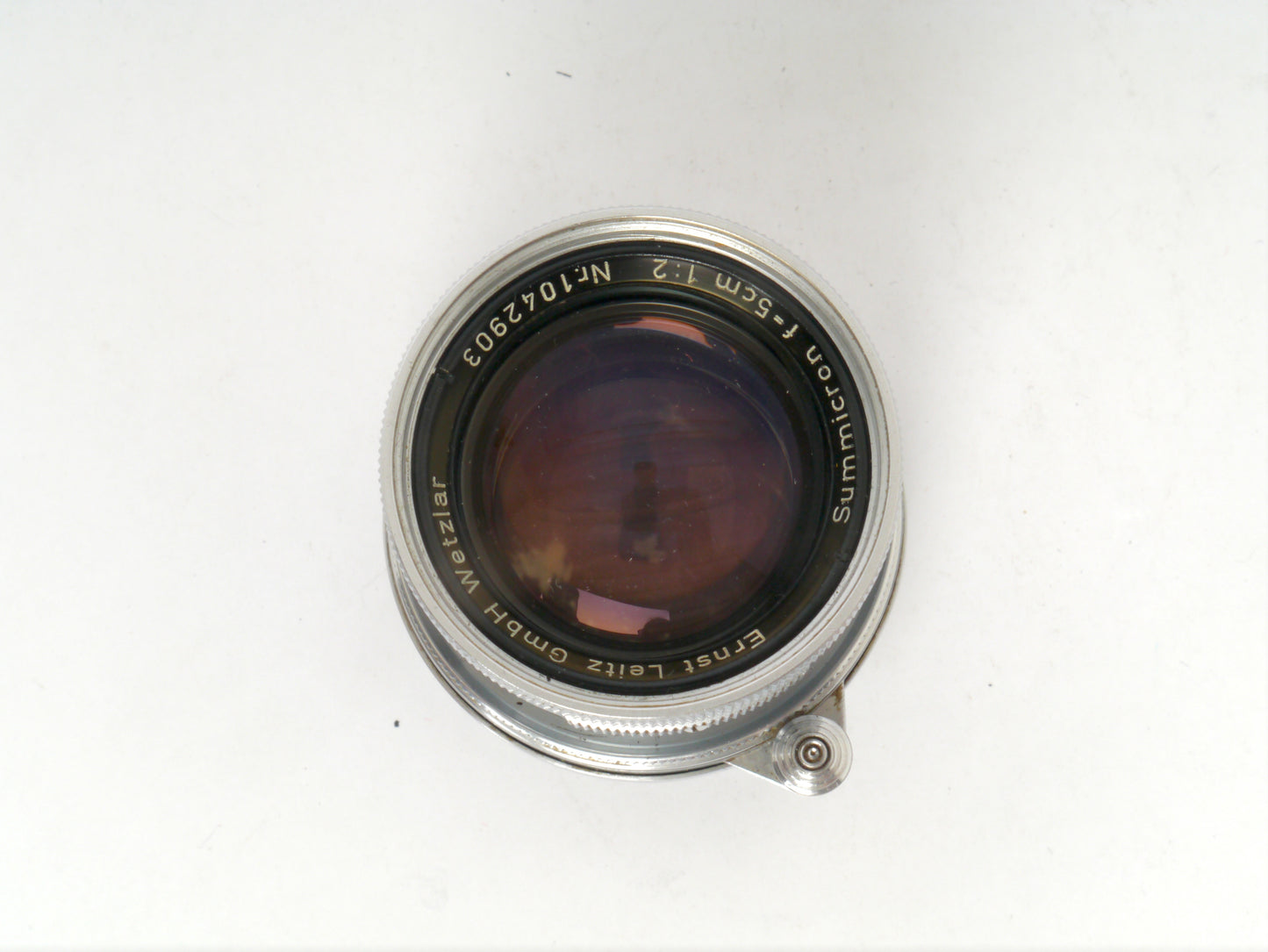 Leica Summicron M39 2/50 mm Art. SOOIC „Radioactive Thorium Glass“ – guter Zustand, mit orginal Leica Sonnenblende