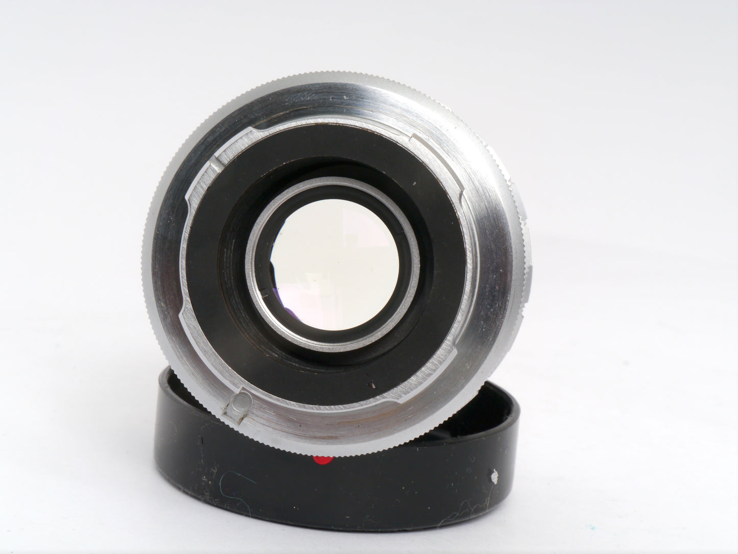 Leica Elmar 3,5/65 mm chrom mit Einstellschnecke Art. 16464 und Visoflex II mit 90° Lupe Art. OTVXO / 16461 – sehr guter Zustand