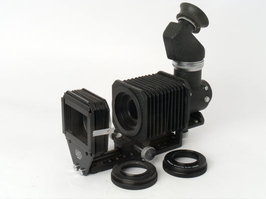 Leica Visoflex I Spiegelkasten Art. PLOOT mit 45° 4× Lupe Art. PEGOO, original Doppeldrahtauslöser– sehr guter Zustand