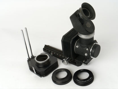 Leica Visoflex I Spiegelkasten Art. PLOOT mit 45° 4× Lupe Art. PEGOO, original Doppeldrahtauslöser– sehr guter Zustand
