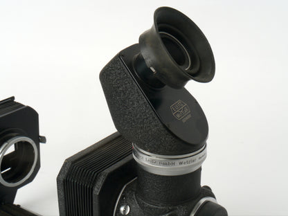 Leica Visoflex I Spiegelkasten Art. PLOOT mit 45° 4× Lupe Art. PEGOO, original Doppeldrahtauslöser– sehr guter Zustand