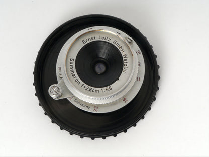 Leica Summaron M 39 Gewinde 5,6/28 mm chrom Art. SNOOX - mit seltener Sonnenblende Art. SGOOGZ guter Zustand