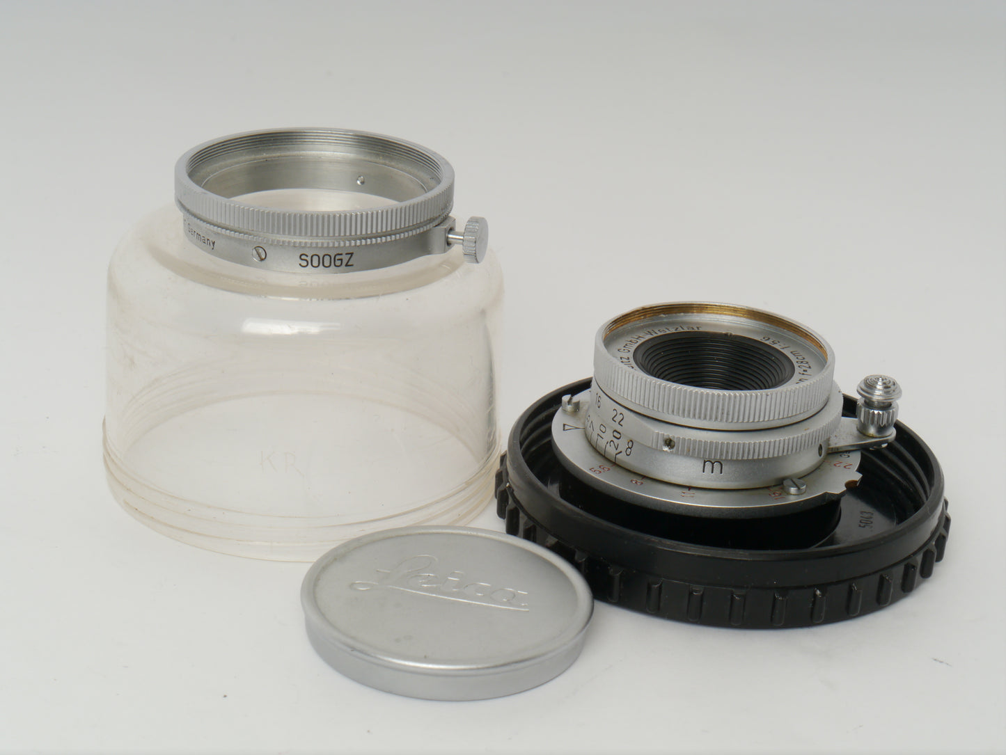 Leica Summaron M 39 Gewinde 5,6/28 mm chrom Art. SNOOX - mit seltener Sonnenblende Art. SGOOGZ guter Zustand