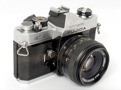Fujica AZ-1 Gehäuse mit Fujinon 2,2/ 55mm und Suntar 2,8/ 135mm Tele mit WEP 2 x Teleconverter– guter Zustand