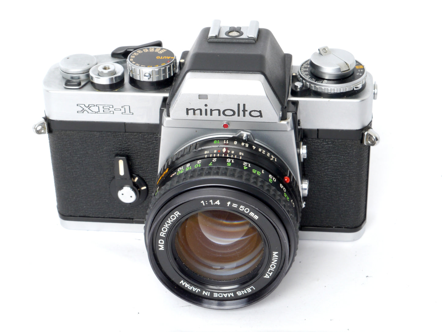 Minolta XE-1 Gehäuse chrom mit MD Rokkor 1,4/ 50mm – guter Zustand