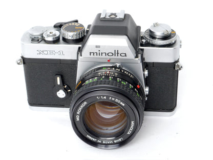 Minolta XE-1 Gehäuse chrom mit MD Rokkor 1,4/ 50mm – guter Zustand