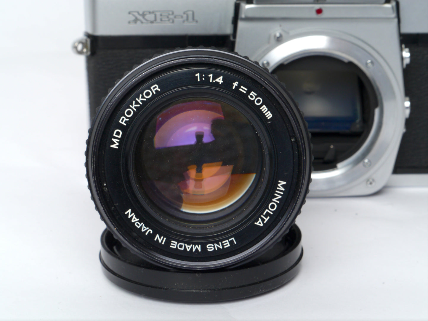 Minolta XE-1 Gehäuse chrom mit MD Rokkor 1,4/ 50mm – guter Zustand