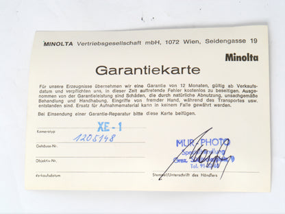Minolta XE-1 Gehäuse chrom mit MD Rokkor 1,4/ 50mm – guter Zustand