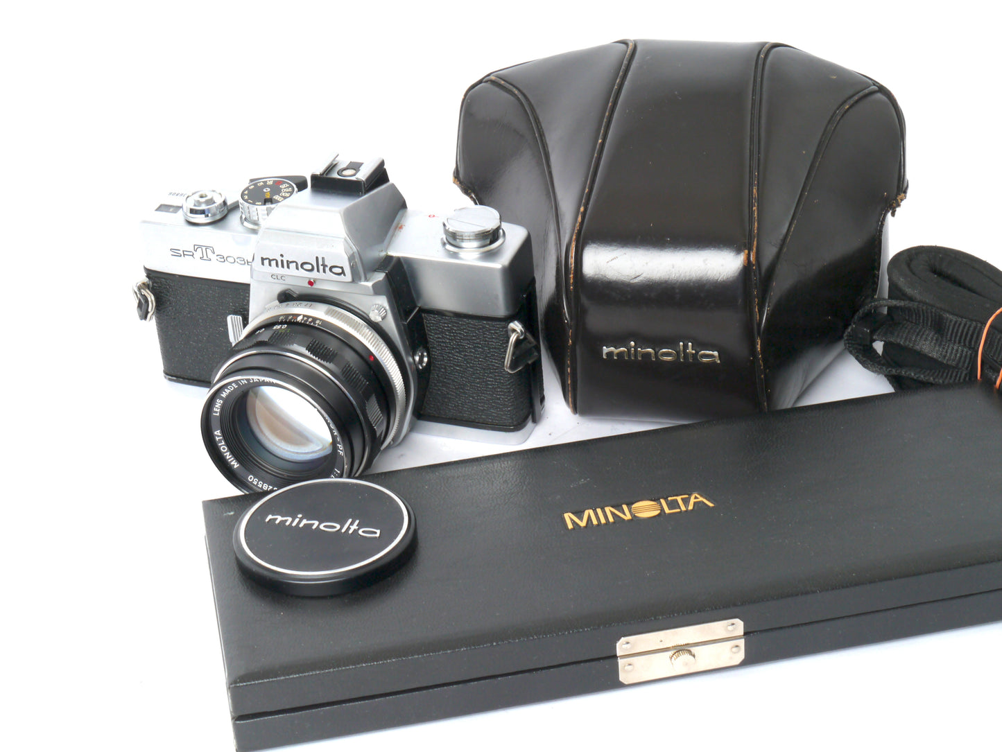 Minolta SRT 303 b Gehäuse chrom mit MC Rokkor-PF 1,7/ 55mm – guter Zustand
