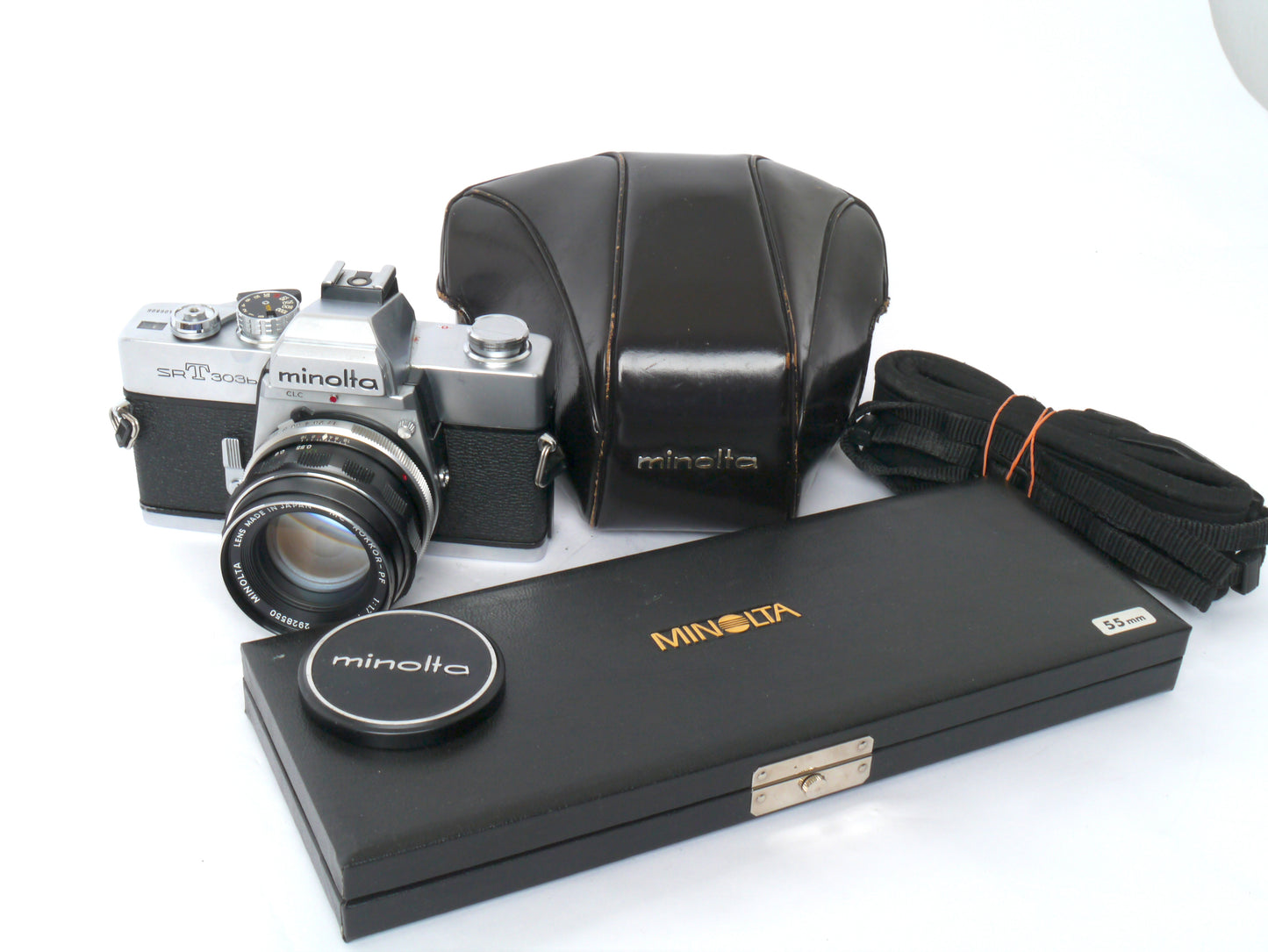Minolta SRT 303 b Gehäuse chrom mit MC Rokkor-PF 1,7/ 55mm – guter Zustand