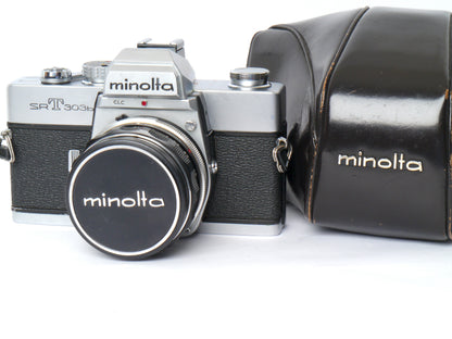 Minolta SRT 303 b Gehäuse chrom mit MC Rokkor-PF 1,7/ 55mm – guter Zustand