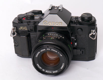 Canon A-1 Gehäuse mit FD 1,8/50mm – gut
