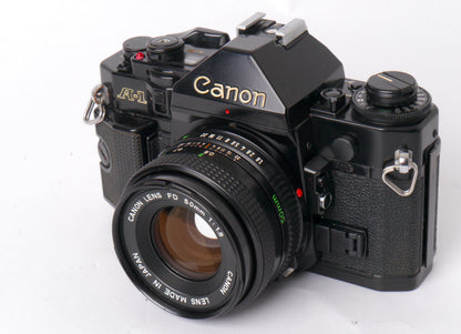 Canon A-1 Gehäuse mit FD 1,8/50mm – gut