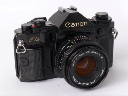 Canon A-1 Gehäuse mit FD 1,8/50mm – gut