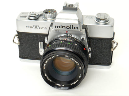Minolta SR-T 303 Gehäuse Silber mit MC 1,7/50mm – sehr gut