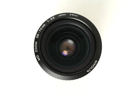 Minolta XD-7 Gehäuse Silber mit MD 3,5/35-70mm und Datenrückwand D – gut