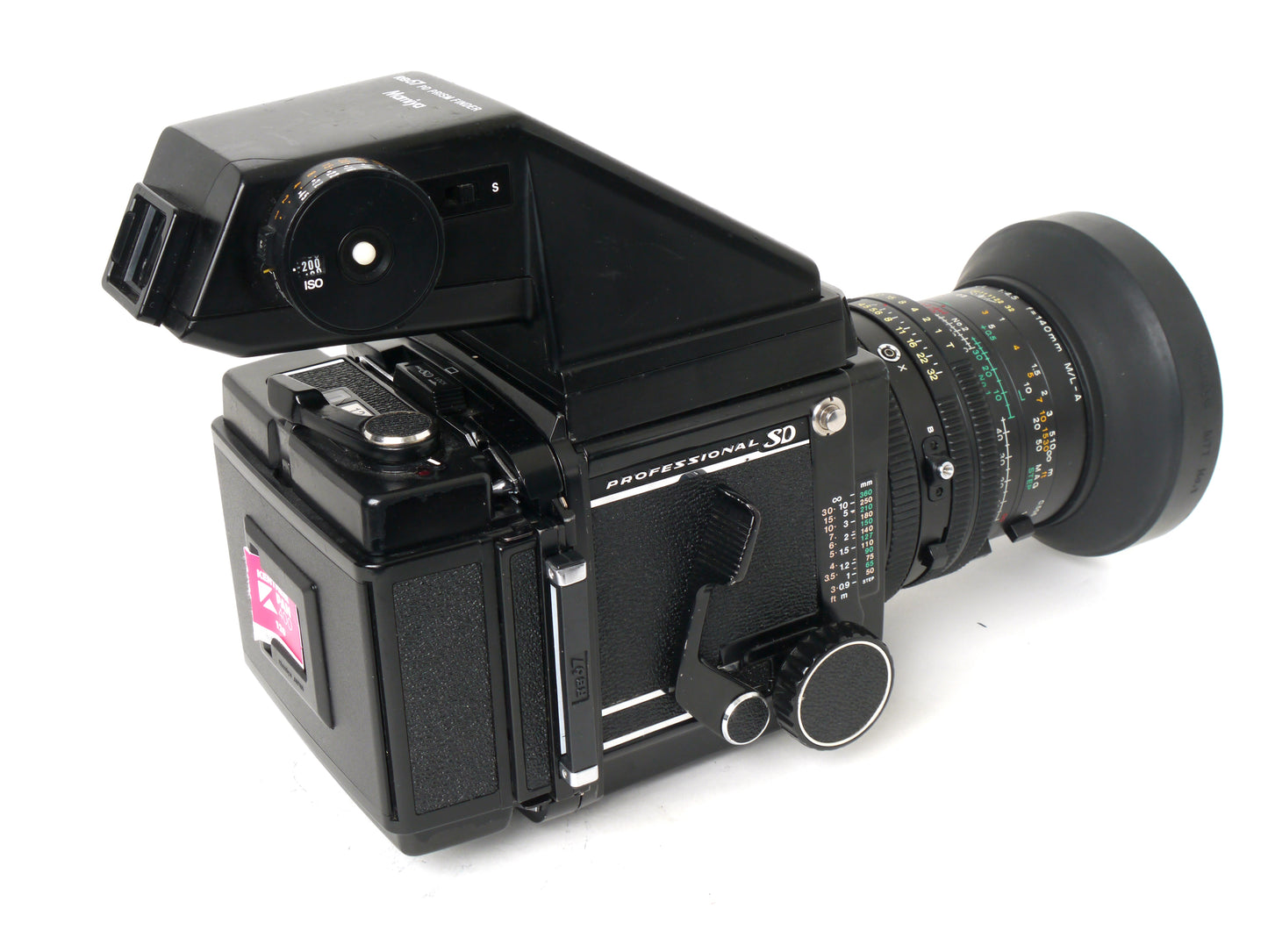 Mamiya RB67 Pro SD Set mit Makro K/L 4,5/140mm, Filmmagazin und Prismenfinder – guter Zustand