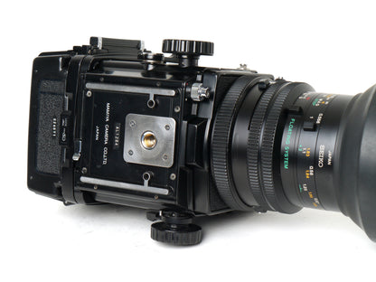 Mamiya RB67 Pro SD Set mit Makro K/L 4,5/140mm, Filmmagazin und Prismenfinder – guter Zustand
