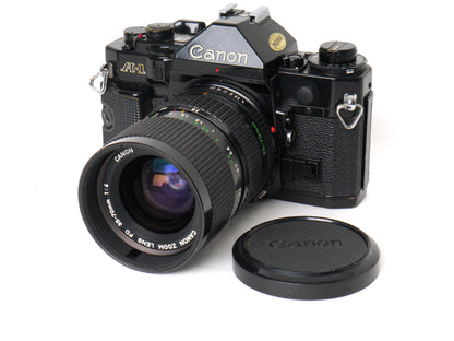 Canon A1 Gehäuse mit Canon FD 4/35-70mm – guter Zustand