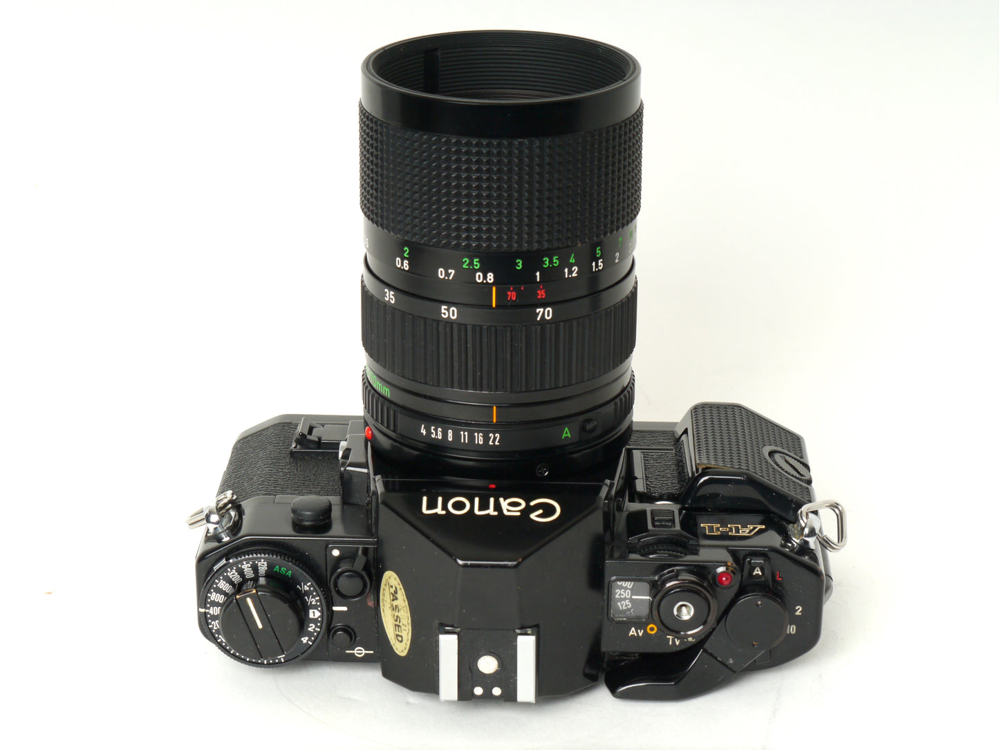 Canon A1 Gehäuse mit Canon FD 4/35-70mm – guter Zustand