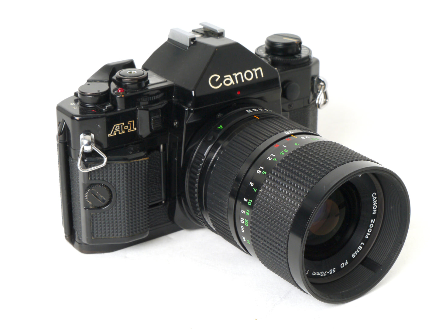 Canon A1 Gehäuse mit Canon FD 4/35-70mm – guter Zustand