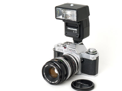 Canon AV-1 Gehäuse Chrom mit FD 1,8/50mm S.C. – Gut