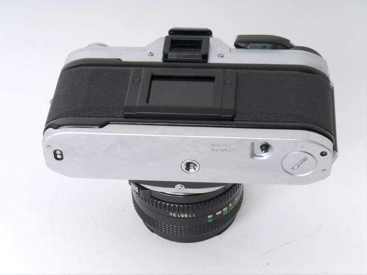 Canon AE-1 Gehäuse Chrom mit FD 1,8/50mm – Gut