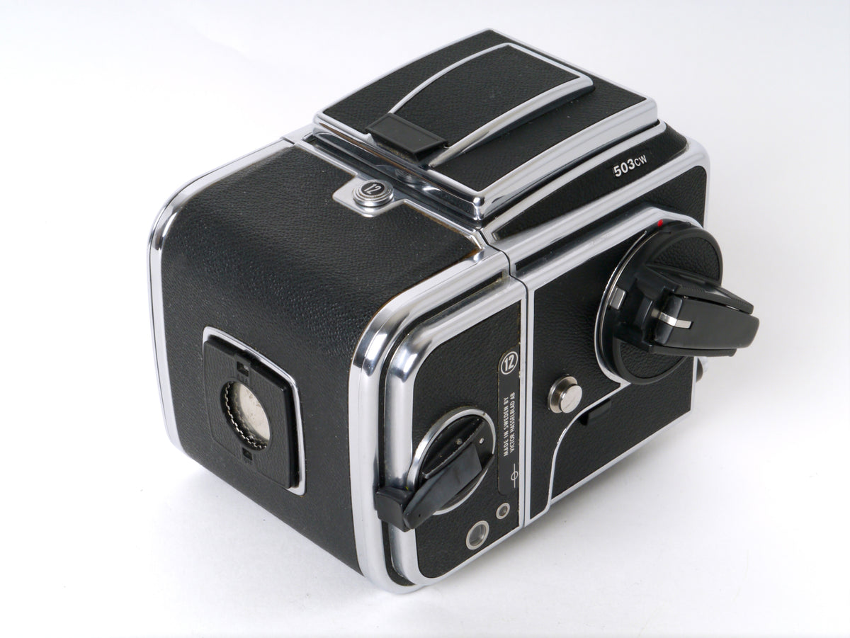 Hasselblad 503CW Gehäuse, Silber, mit Lichtschacht und A12 Magazin – Sehr gut