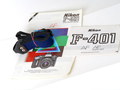 Nikon F-401 Gehäuse mit Sigma Flash 280 NA Blitzgerät – Sehr gut